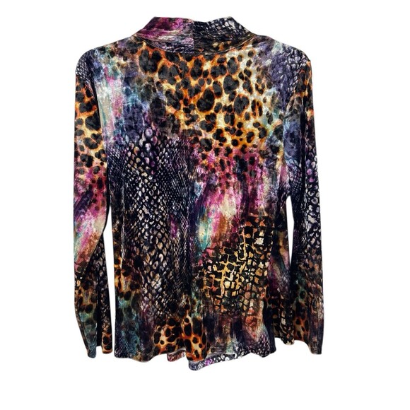 Christopher & Banks Animal Print Half Wrap V-neck XL Leopard Snake Velvet Top - Picture 2 of 11